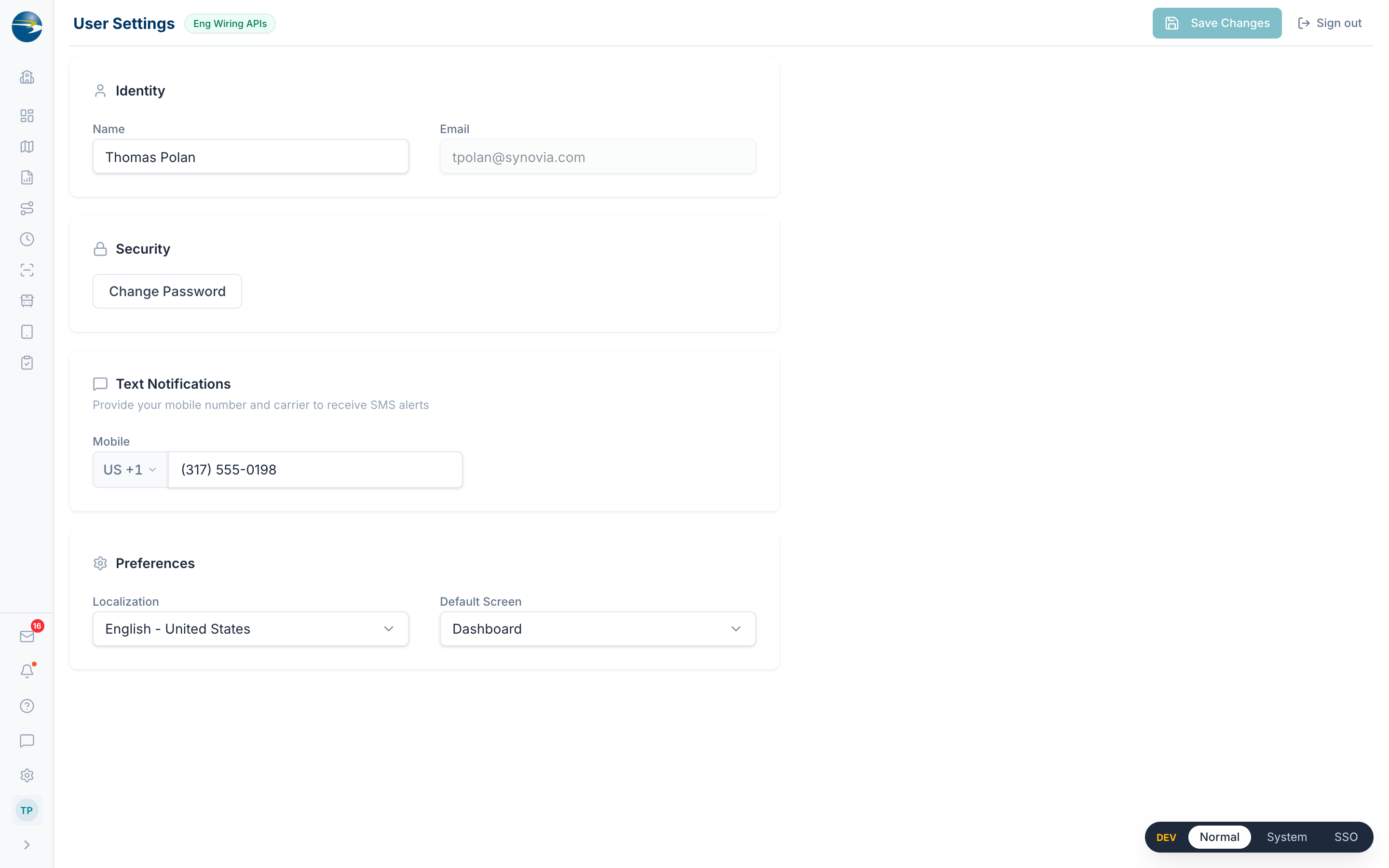 User Settings